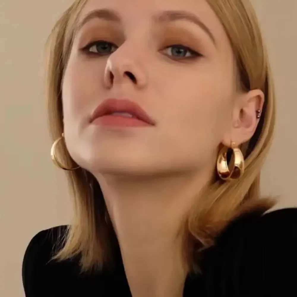 203040mm Mariasz Minimalist Simple Stainless Steel Hoop Earrings For Women Gold Plated Wide Round Female Jewelry Fashion Gift Y251018