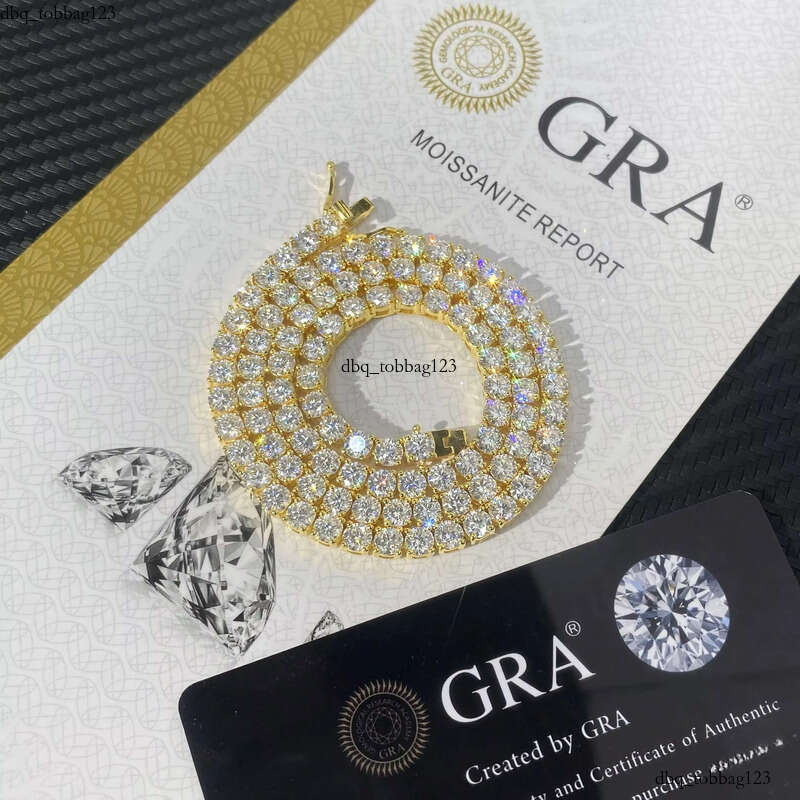 Pass Tester Large Stock Hip Hop Jewelry 4mm-6mm VVS Moissanite Dia Sier Iced Out Tennis Chain Necklaces