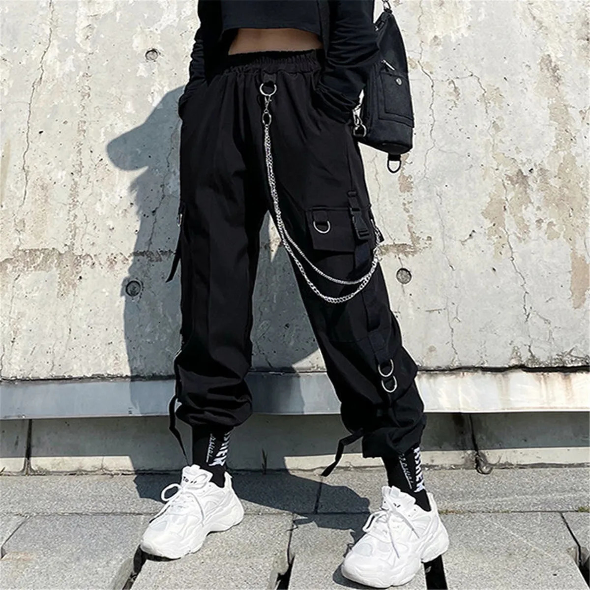 Hip Hop Cargo Pants Men Women Baggy Tactical Trouser With Nwcklace Fashion Stududet Summer Outwork Joggers Female 251017