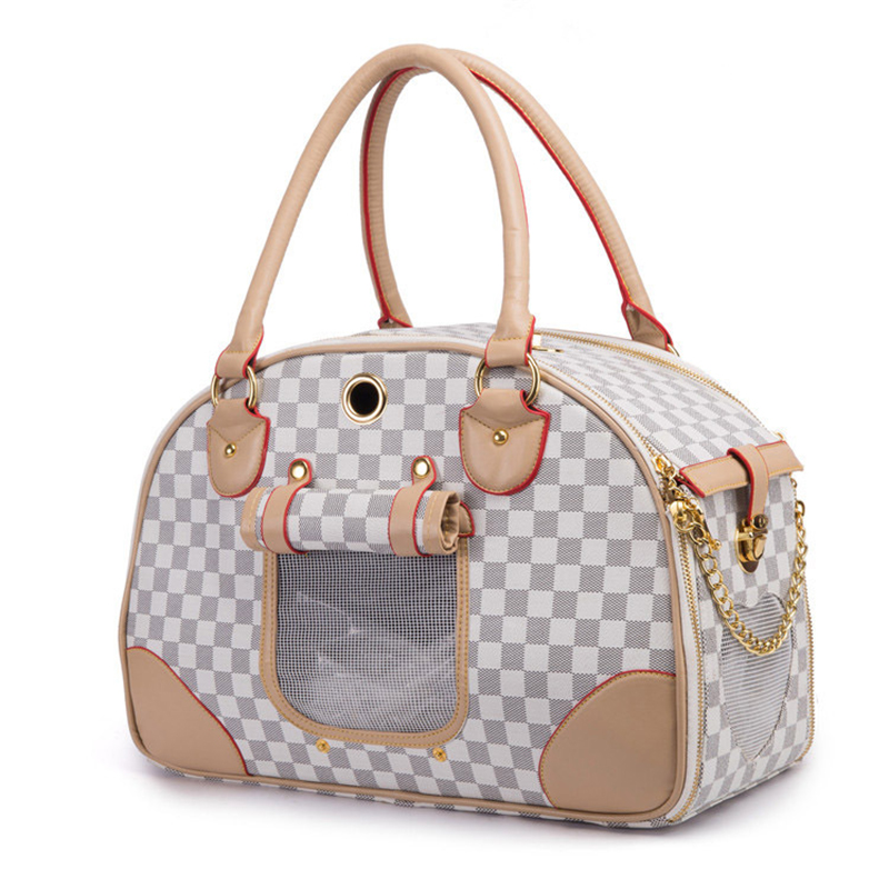 Free shipping Luxury Pet Carrier Handbag, Dog Bag, Breathable Travel Tote for Small Dogs & Cats, PU Leather, Ventilated Mesh Window, Safety Leash