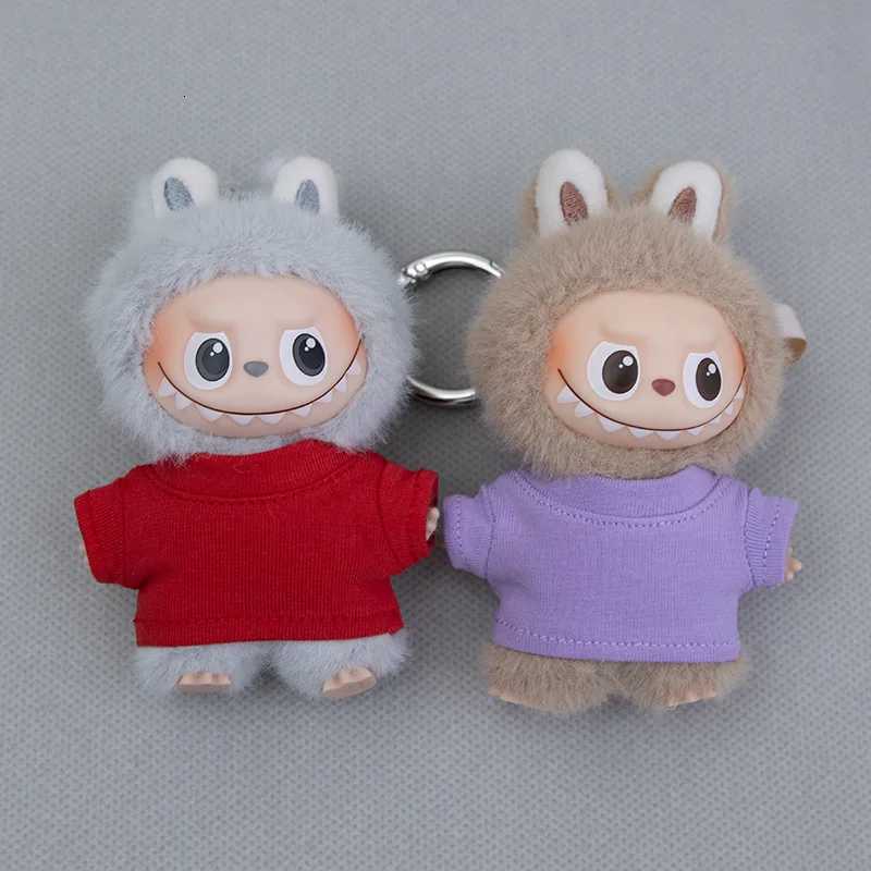 Mini Labubu Clothing Solid color Tshirt Tops For 10cm Labubu V4 The Monsters Pin for Love Series Doll Clothes Ropa LabubuT251018