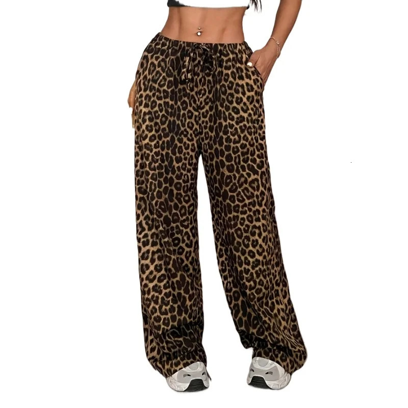 Plus Size Fashion Womens Leopard Print Wide Leg Pants Women All Season Casual 251017