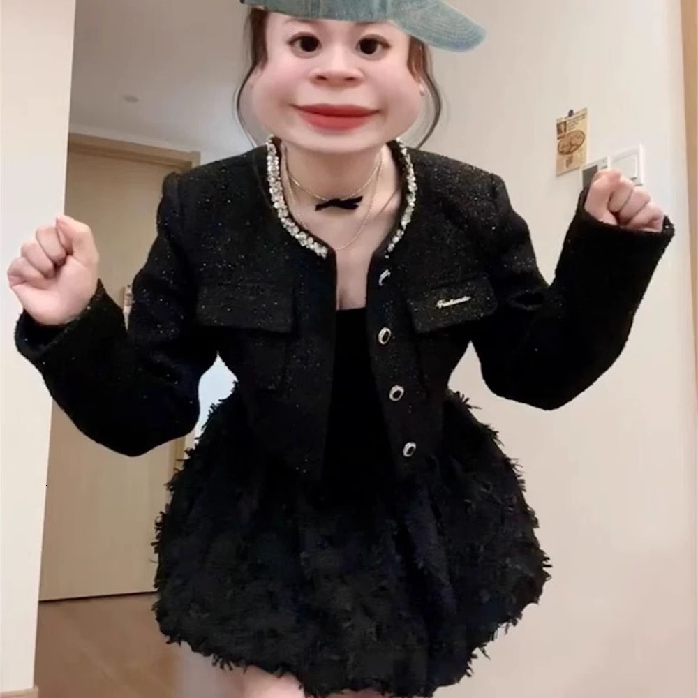 2025 Autumn/Winter New Top Luxury Women's design Set Designer Jacket High end Social Short Coat Square Neck Princess Fluffy Dress