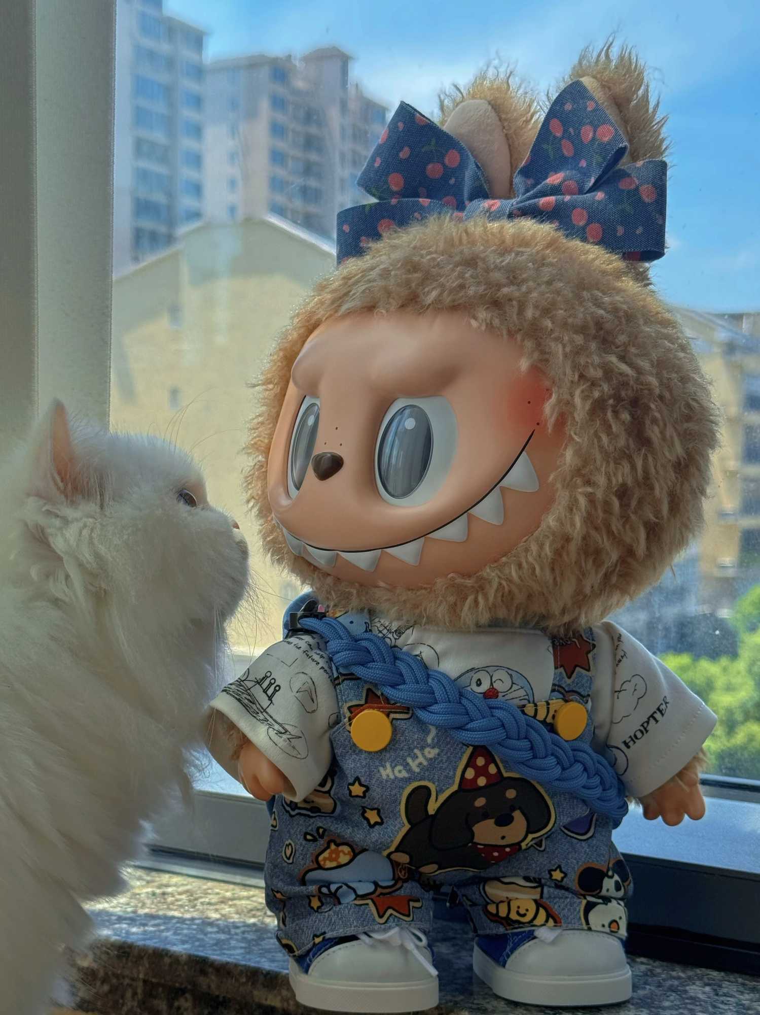 For Doll Clothes Suitable For 38cm Labubu Wearing Mokoko King Doll Clothes Doll Accessories Replacement Clothing Blue OverallsT251018