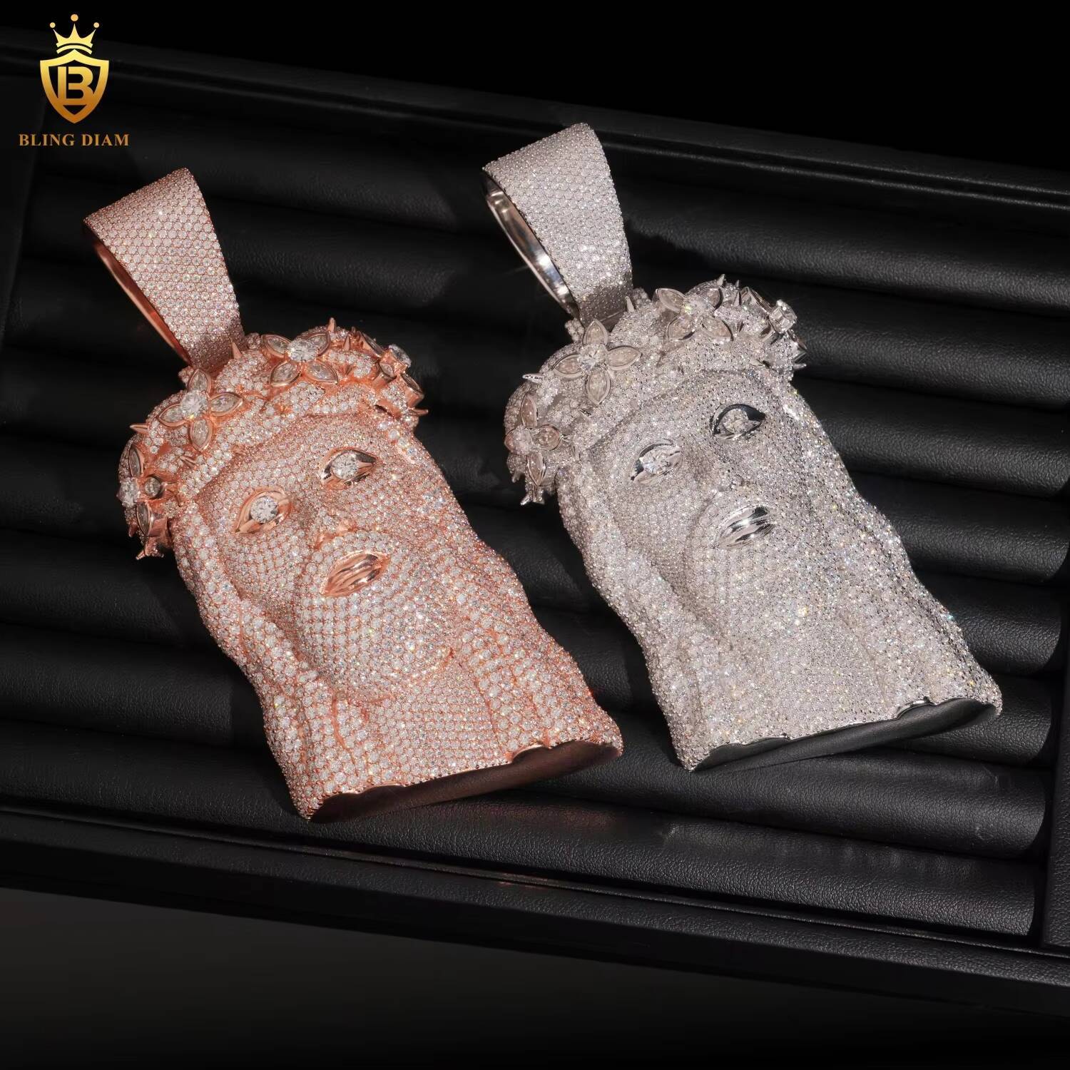 Sterling Silver 925 Moissanite Iced Out VVS Moissanite Diamond Hip Hop Fashion Luxury Jesus Head Pendant
