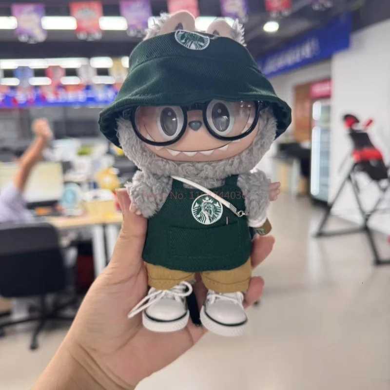 Suitable 17cm Labubu V1V2V3 Clothing Fashion Coffee Workwear Set Series Labubu Doll Clothes Coffee Cup Shoes Accessory SuitT251018