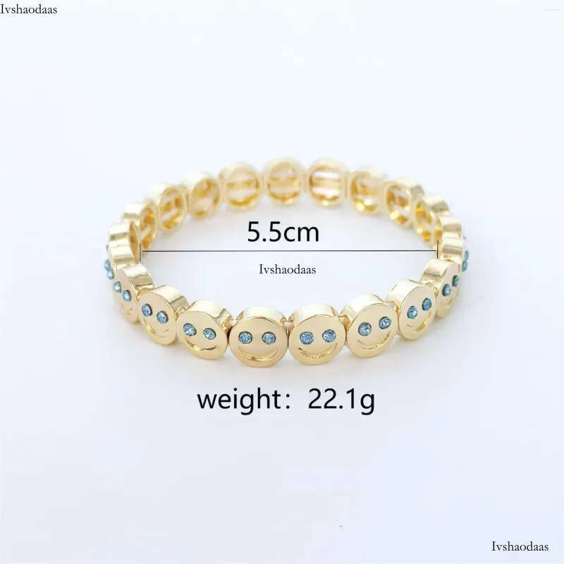 Gold Color Fashion Happy Face Girls Bracelet Cubic Zirconia Beads Golden Women Men Gifts Jewelry Access