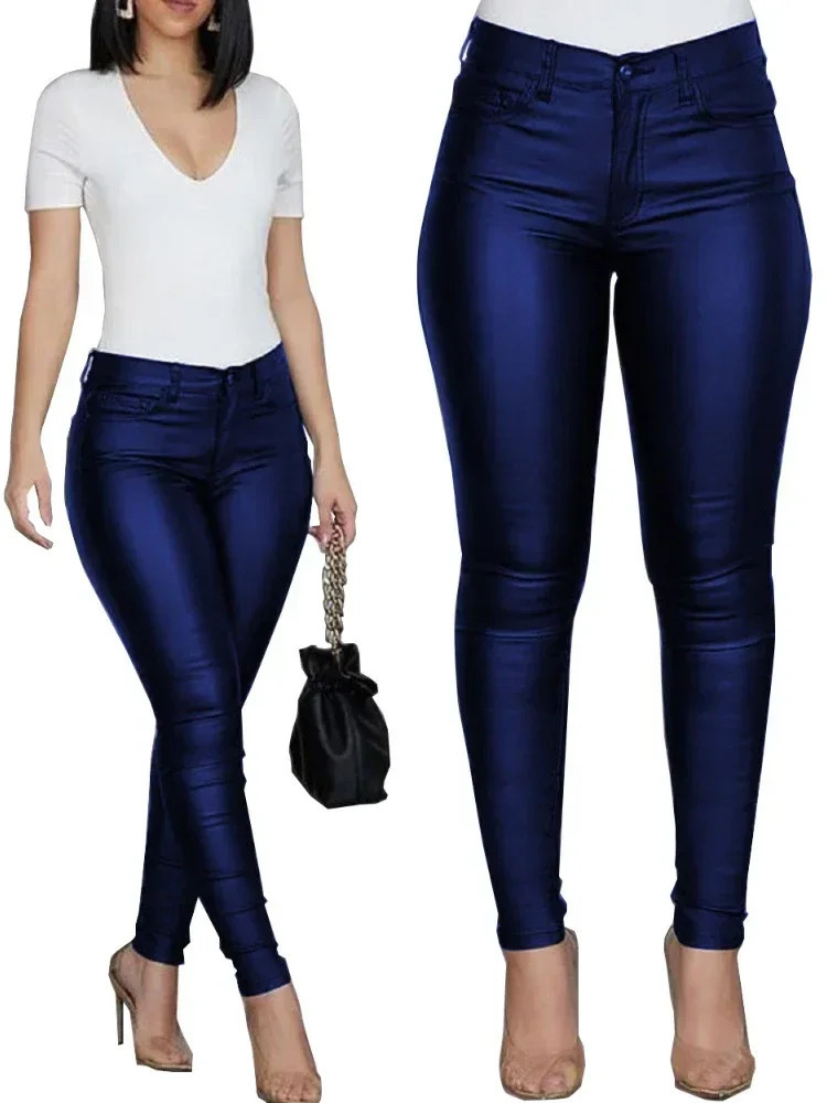Fashion Women PU Leather Pants Black Sexy Stretch Bodycon Trousers High Waist Solid Color Long Casual Pencil 251017