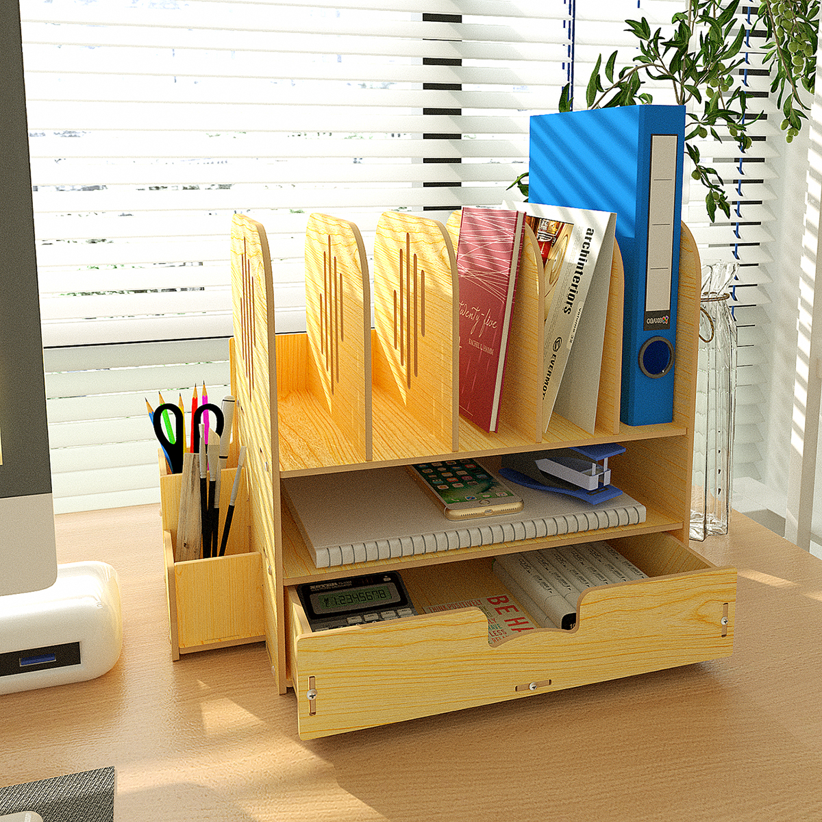 Stackable Multi-Layer Desktop Storage Box for Office Workstation - Drawer-Type File Organizer