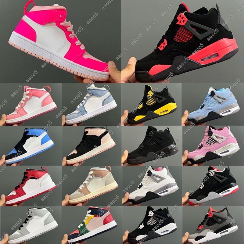 designer Kids Toddlers shoes Youth Boys Girls kid boy children shoe black cat pink blue cool grey red thunder sneakers