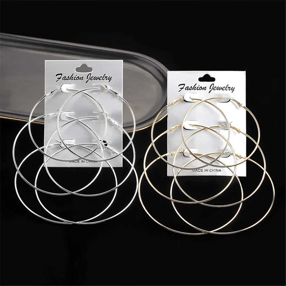 3 6Pairsset Oversi Huge Hoop Earring For Wen Exaggerated Sexy Smooth Big Circle Earing Creole Aros Mujer Oreja Party Gift X251018