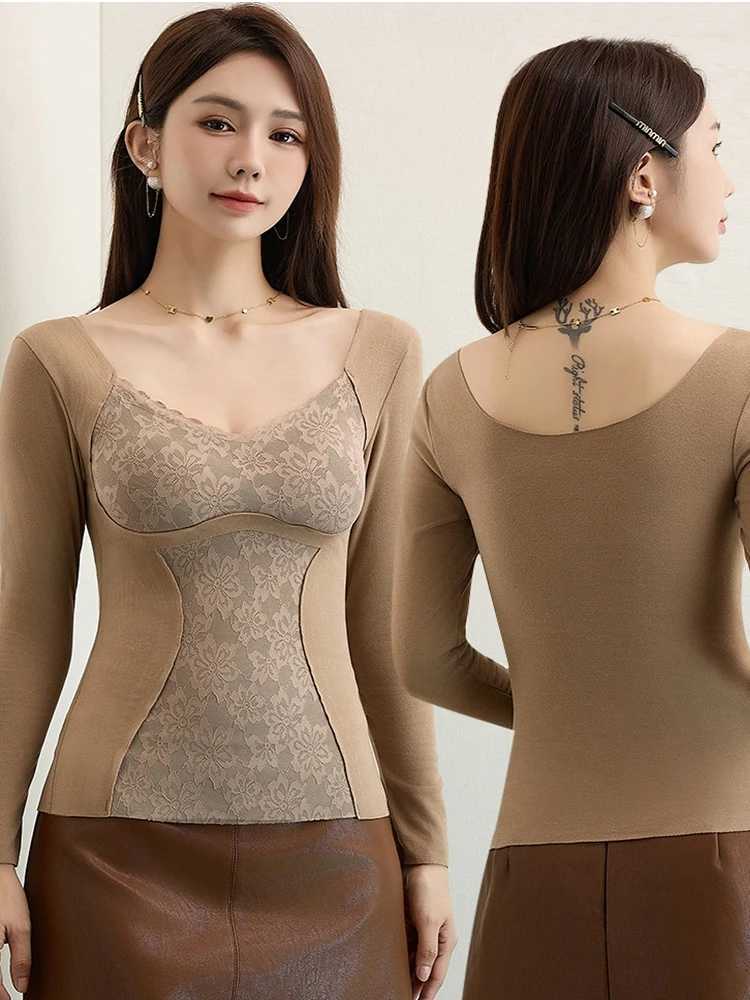 Autumn Winter New Womens Double sided Velvet Warm Underwear and Heaty Inner Layup Bottom Warmth Long Sleeves with No Trace T251018
