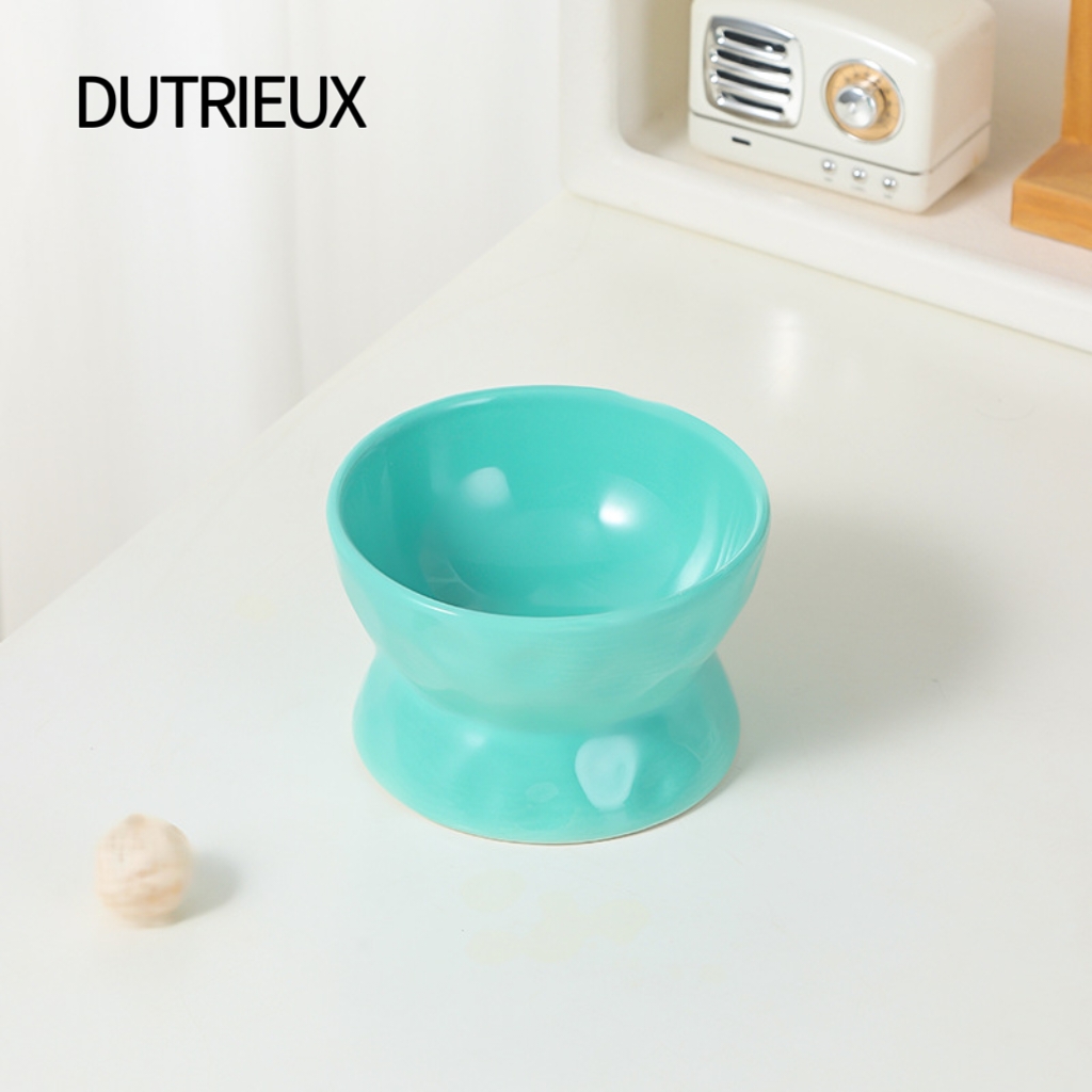 K3253 Slanted ceramic pet bowl, high-legged cat and dog bowl with neck protection, anti-knockover food bowl