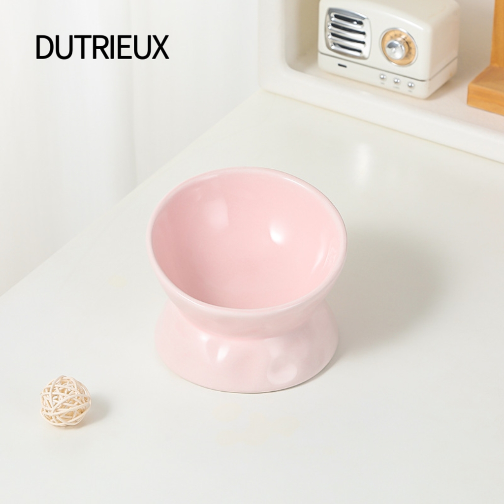 K3253 Slanted ceramic pet bowl, high-legged cat and dog bowl with neck protection, anti-knockover food bowl