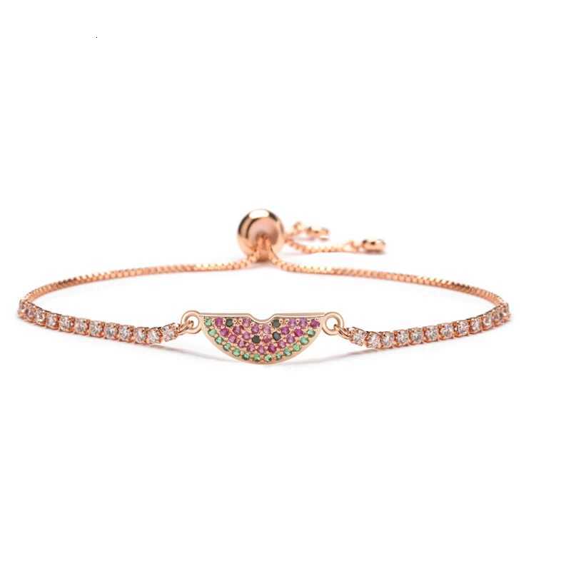 AAA Cubic Zirconia Crystal Mini Watermelon Charm Bracelet Women Red Black Cord Rope CZ Stones Fruit Adjustable Jewelry PresentL251018