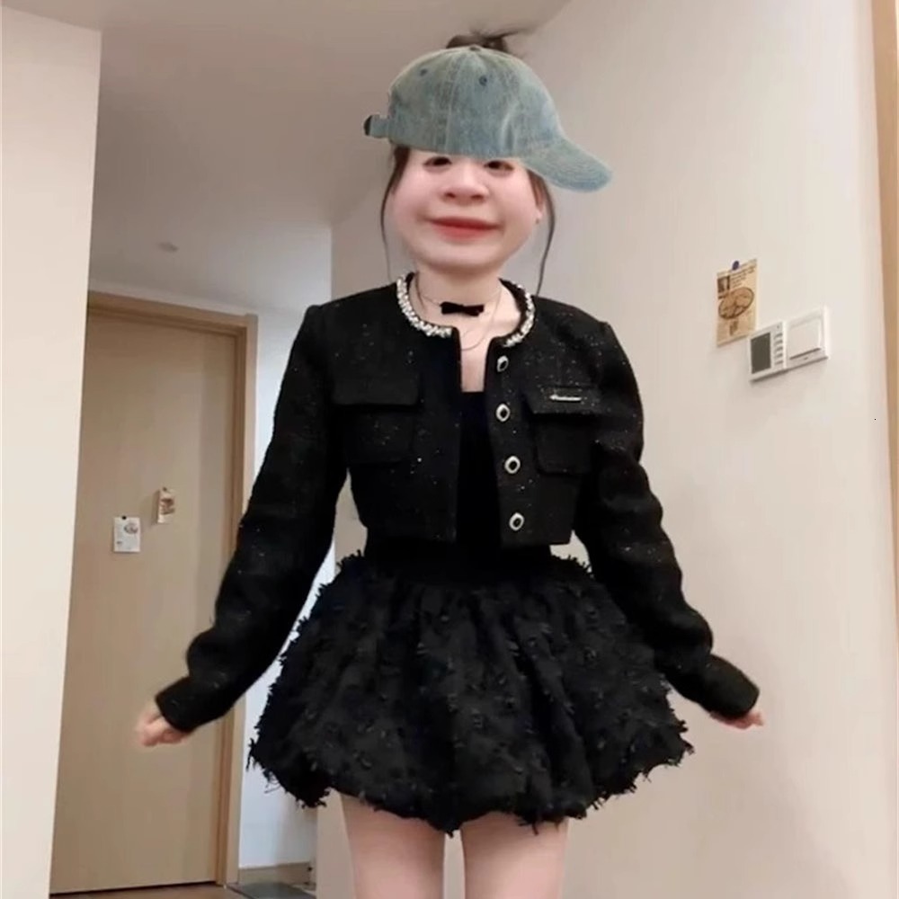 2025 Autumn/Winter New Top Luxury Women's design Set Designer Jacket High end Social Short Coat Square Neck Princess Fluffy Dress