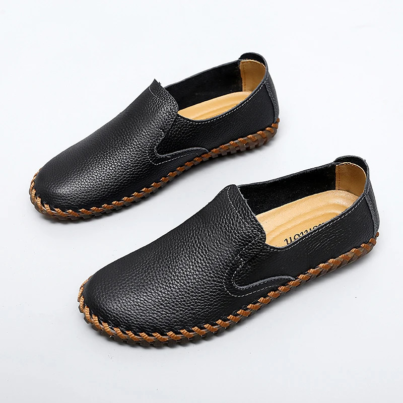 Casual Leather Shoes For Men British Style Mens Good Quality Casual Leather Business Shoes Slip On Loafers Large Size 47 251013