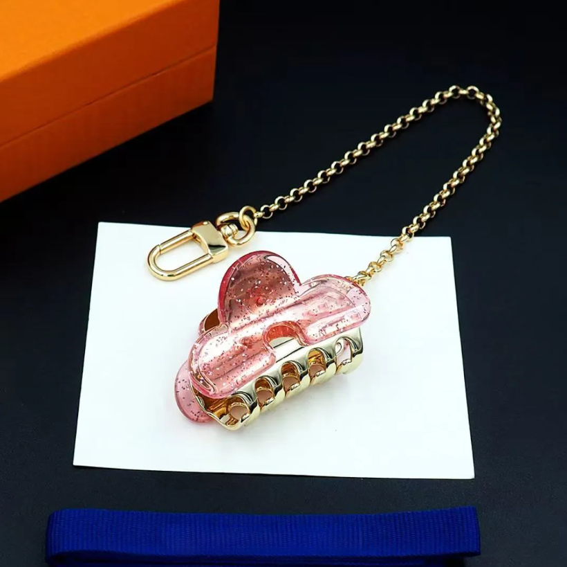 Hair Clips Barrettes Fashion Hair Clip Bag Charm Luxury Keychain Barrettes Cute Key Ring For Women Charm Bag Holder Ornament Pendant Accessories Chains