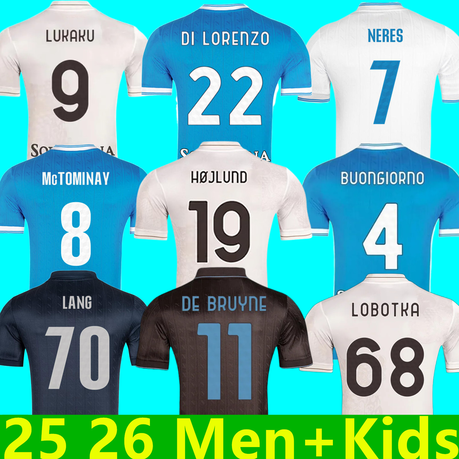 25 26 soccer jerseys 2025 2026 KVARATSKHELIA LUKAKU McTOMINAY DE BRUYNE special shirt MINJAE maillot kid BUONGIORNO H.LOZANO OSIMHEN POLITANO NERES football shirts