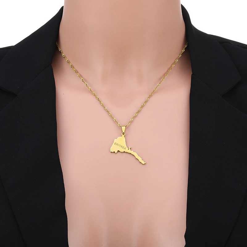 Fashion Eritrea Map Pendant Stainless Steel Necklaces Women Men Gold Color Birthday Party Jewelry African Necklace EthiopiaXJ251018