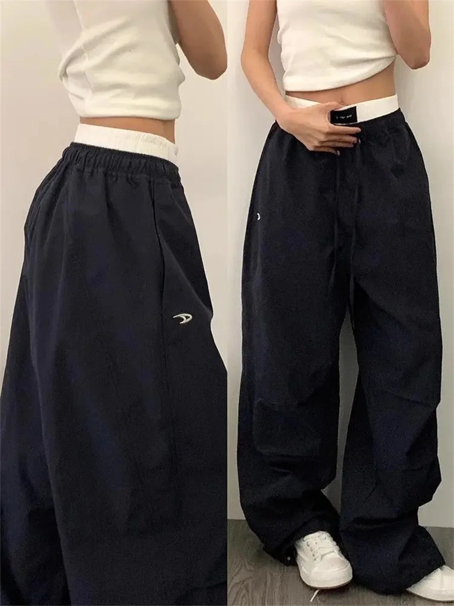 Women Cargo Pants Summer High Waist American Quick Dry Y2K Baggy Hip Hop Casual Wide Leg Trousers Female Streetwear 251017