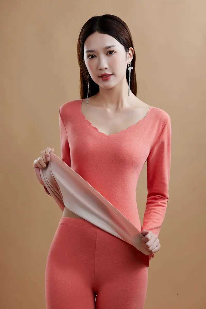 Thermal Underwear For Women Sexy Warm Long Johns Velvet Slim Seamless Thermal Underwear Set Warm Pijamas Women Winter Clothes T251018