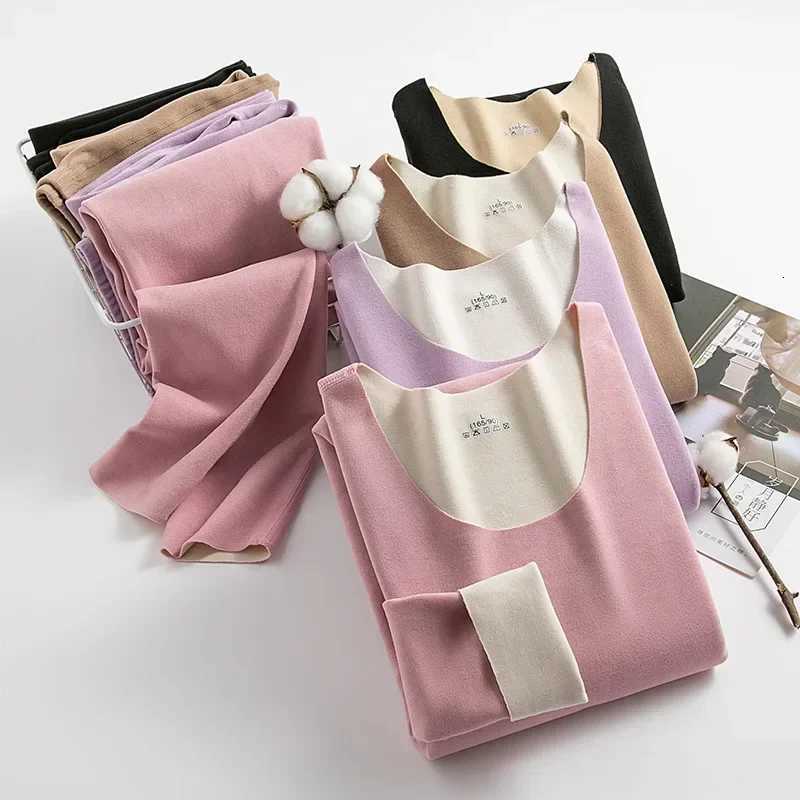 Womens Thermal Underwear Men Doublesided Fleece Seamless Thermos Clothing Warm Lingerie Suit Winter Clothes Women 2 Piece Sets T251018