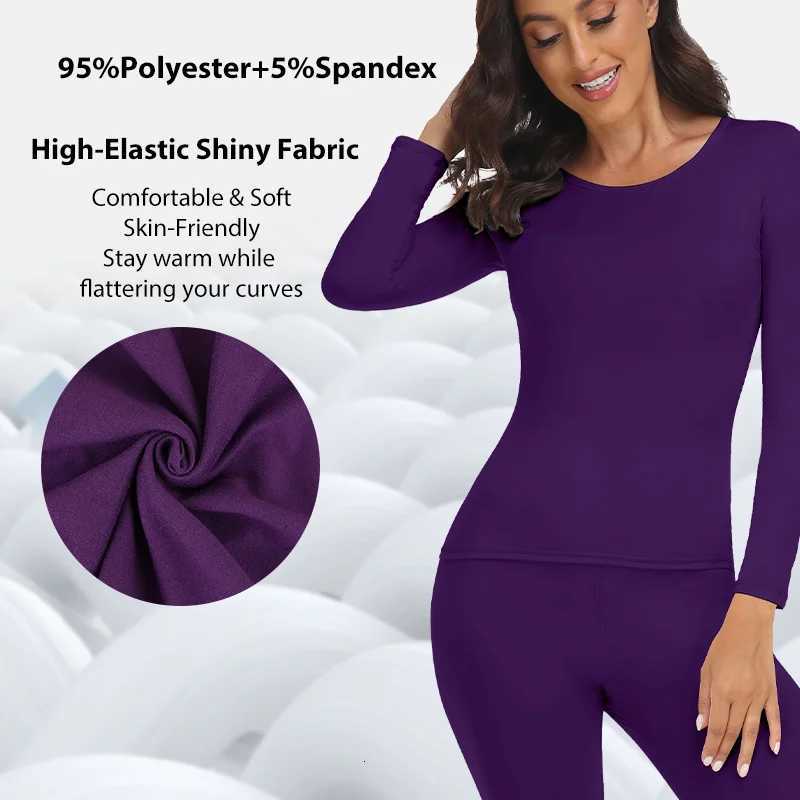 2 Piece Thermal Underwear Set for Women Long Johns Soft Base Layer Keep Warm Top Bottom for Winter Round Neck Lingerie Underwear T251018