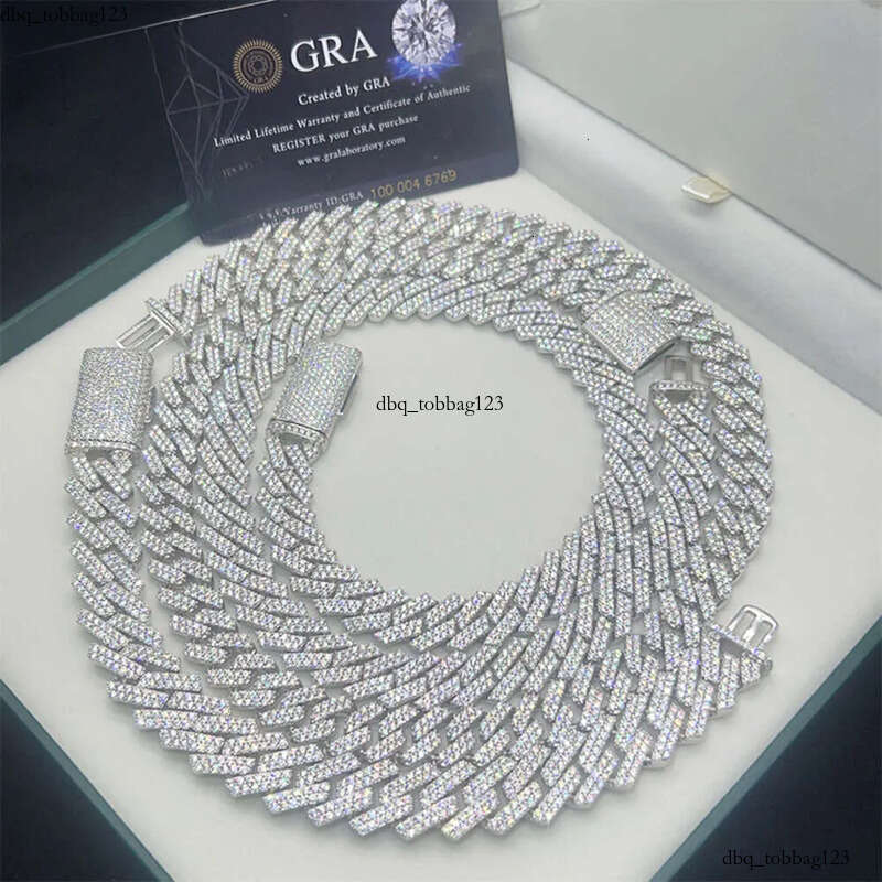 necklace 8mm 10mm 12mm dropshipping gold plated sier hip hop iced out moissanite cuban link chain jewelry