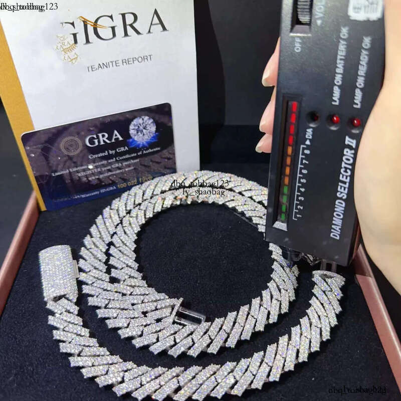 designer moissanite ice out dia 14mm wide GRA gold sterg sier cuban k chain for men fashion necklace with box