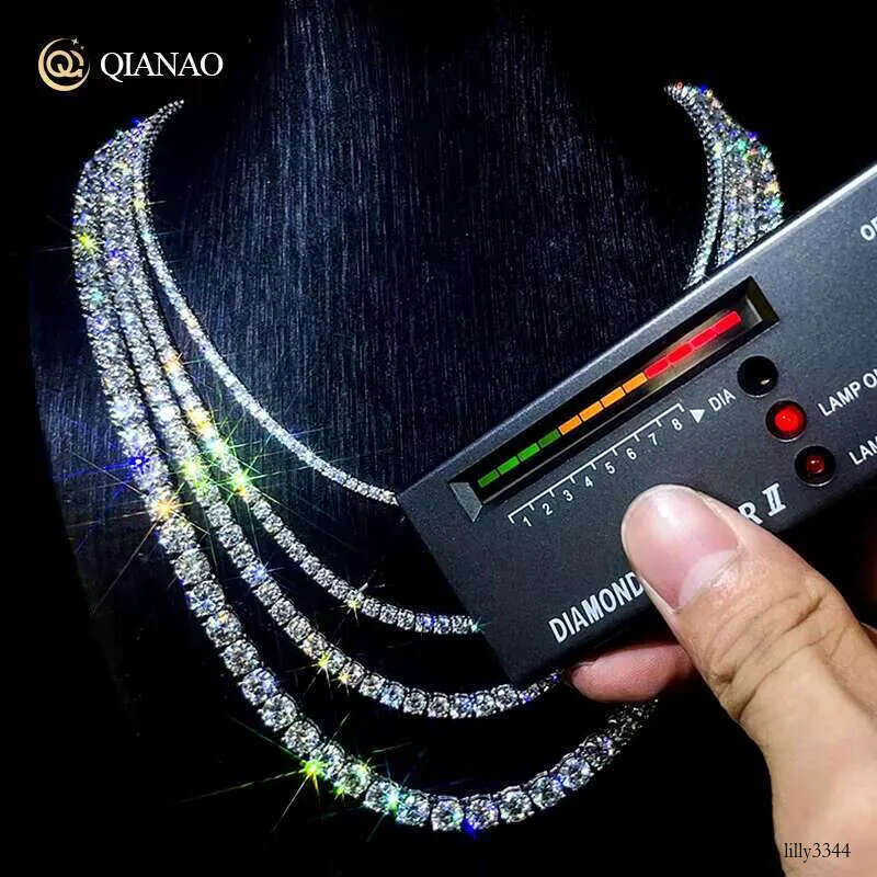 Fine Jewelry Moissanite Tennis Link sier Necklace 2mm 3mm 4mm 5mm 6mm GRA Authentication Dia Hiphop Style Bracelet