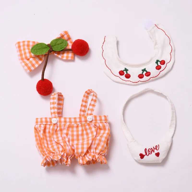 New For Labubu V1 V2 V3 Checked Cherry Skirt Set for Ropa Labubu Doll Outfit AccessoriesT251018