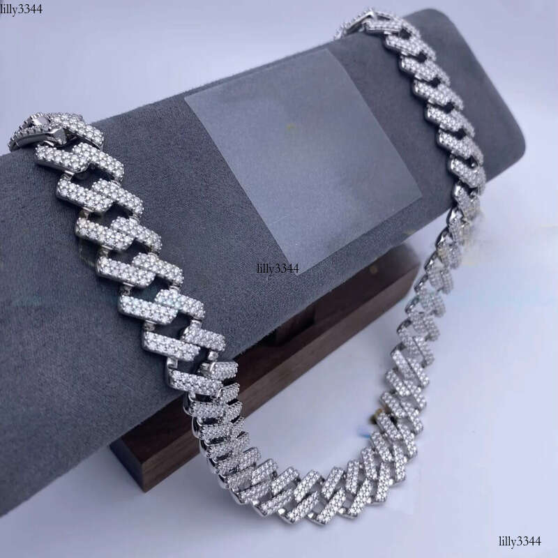 Fine Jewelry Moissanite Vvs1 d Color Cuban Link Chain Real Necklace Hip Hop Pass Dia Test Iced Out