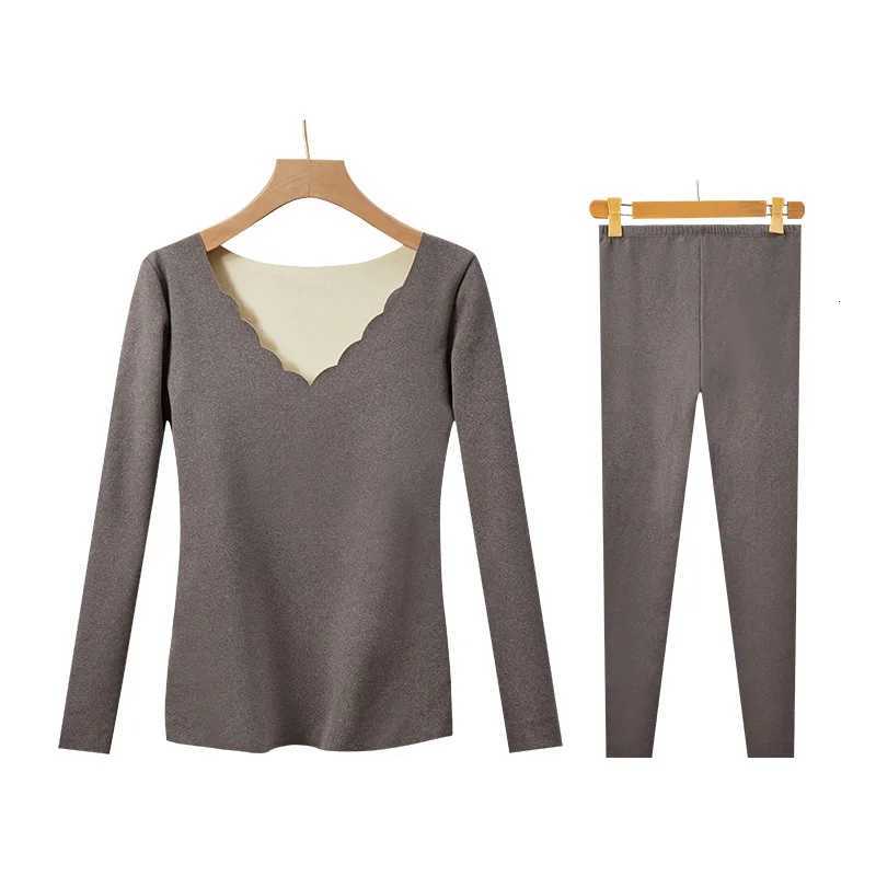 New Winter Womens Thermal Underwear Set Warm Pajamas Suit Plus Velvet Thermo Lingerie Crop Top Long Johns Thermal Clothes Woman T251018