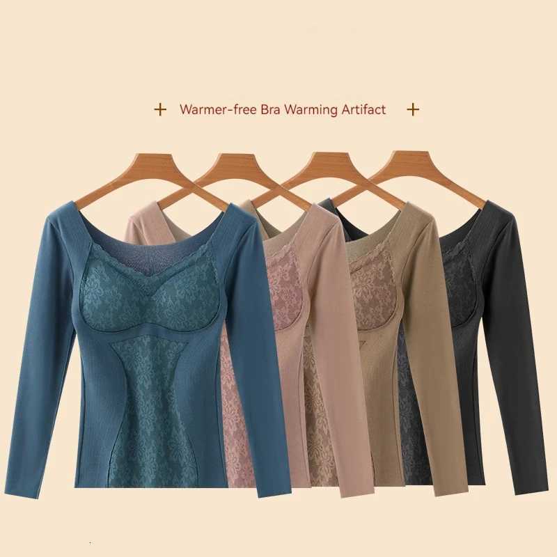Autumn Winter New Womens Double sided Velvet Warm Underwear and Heaty Inner Layup Bottom Warmth Long Sleeves with No Trace T251018
