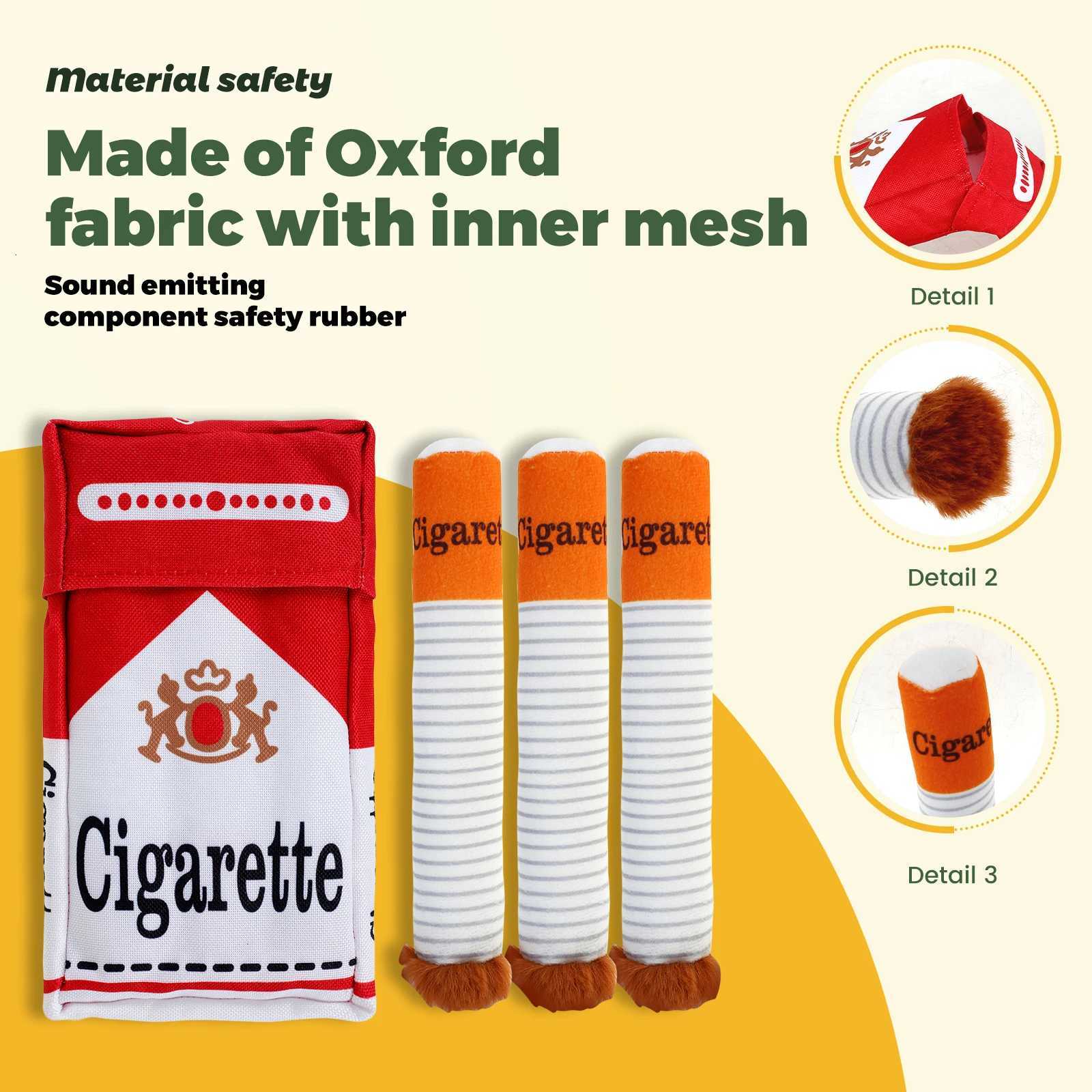 3pcs Dog Cigarette Butt Plush Toy Creatives Products Cigarette Butt Design Dogs Chew Toys Funny Squeaky Pet Toys for Playing C251018