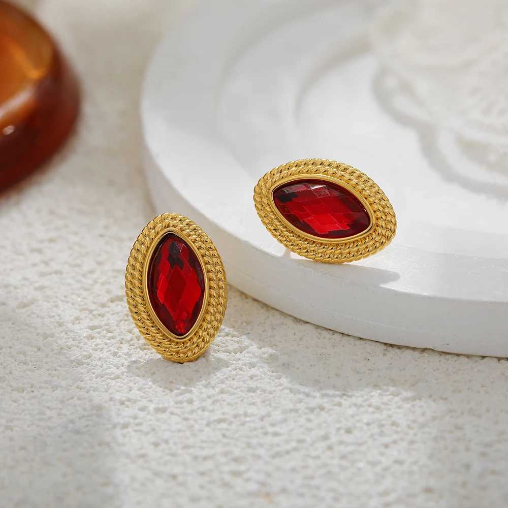 Geometric Crystal Womens Earrings Waterproof Low Allergy 18k Gold Plated Stainless Steel Elegant Geometric Womens Earrin Y251018