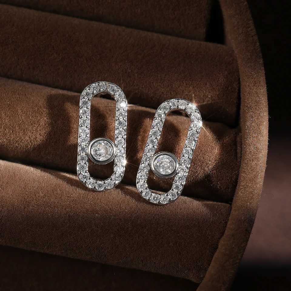 Classic Geometric Paper Clip Stud Earrings for Women Shiny Zircon Wedding Party Jewelry Gift Exquisite Y251018
