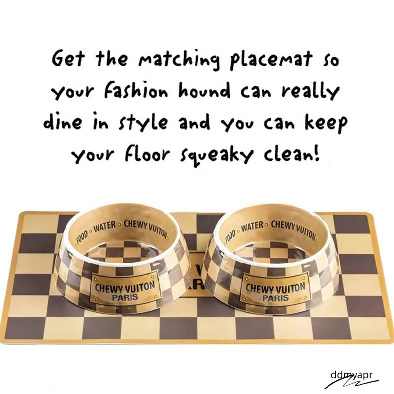 Pet Food Water Bowl Set With Mat - ddmyApr Anti-Slip Melamine Feeding Dish For Cats And Dogs, Wide Base