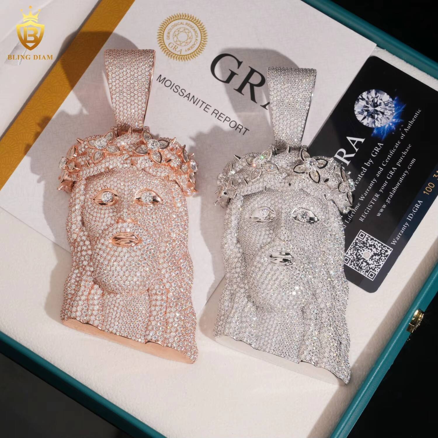 Sterling Silver 925 Moissanite Iced Out VVS Moissanite Diamond Hip Hop Fashion Luxury Jesus Head Pendant