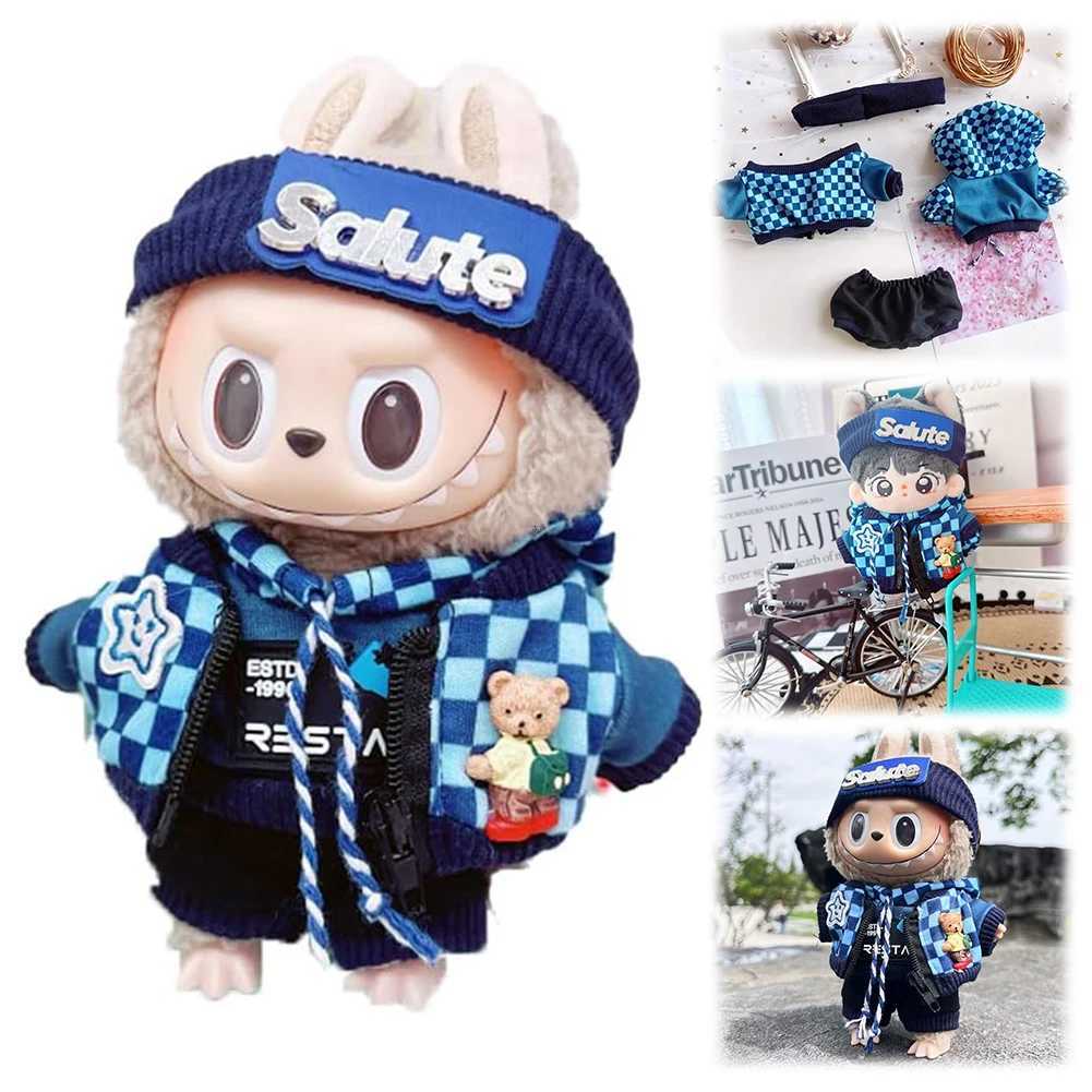 For Labubu 17cm Doll Clothes Mini Plush Dolls Outfit Accessories No Doll Headband Hoodie Coat Trousers Labubu Dolls AccessoriesT251018