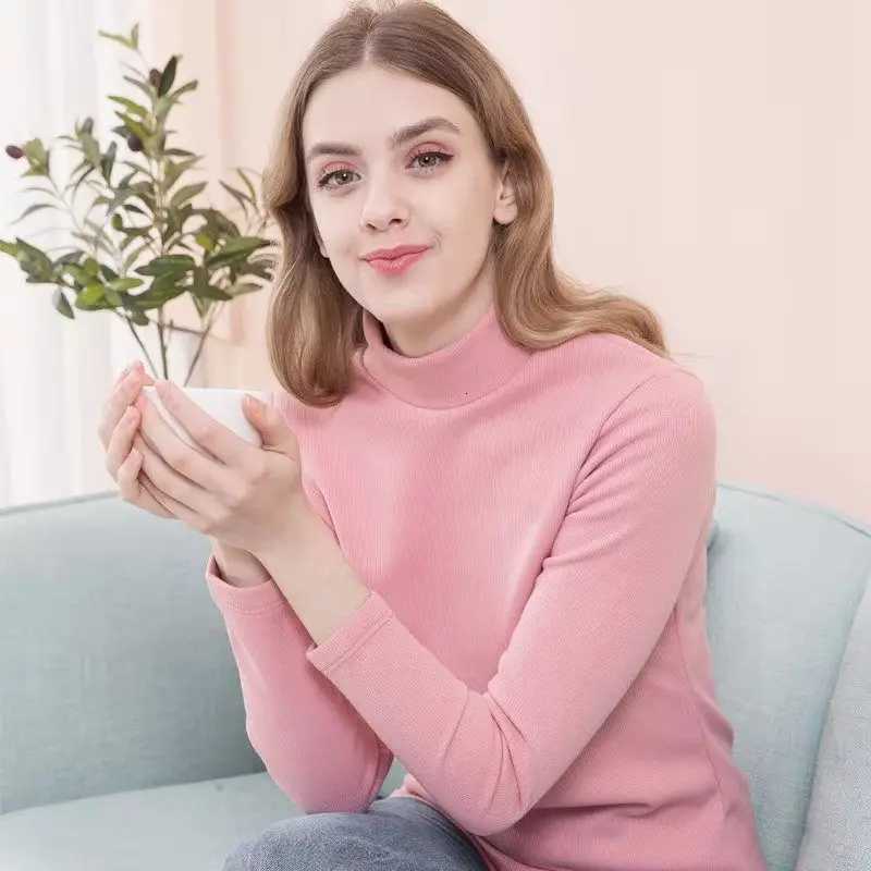 Thermal Underwear Women Plus Velvet Thick Autumn Winter High Elasticity Bottoming Shirt Long Sleeve Body Tights Fleece Blouse T251018