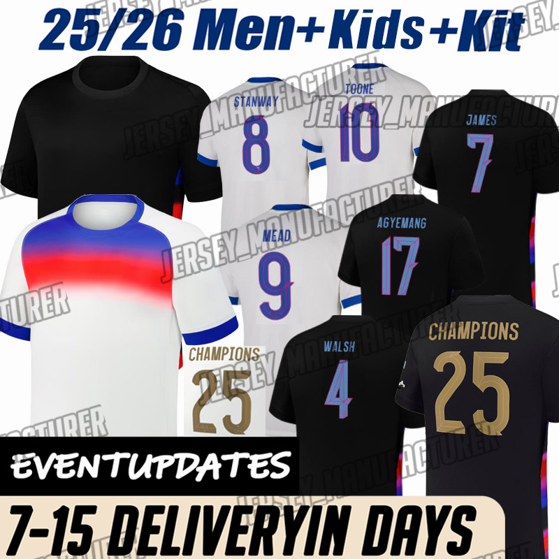Englands jersey Eze Saka 25 home away Soccer Jerseys RICE SAKA KANE FODEN RASHFORD STERLING STONES GREALISH KANE Football Shirt kit Men Kids fans player 2025