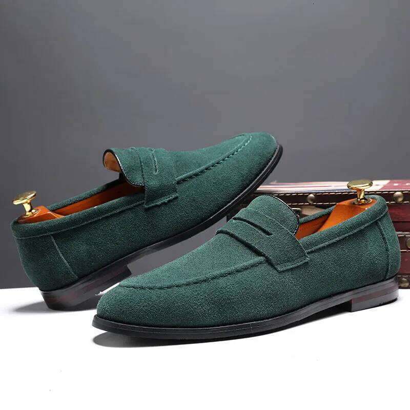 Fashion Man Casual Shoes Suede Genuine Leather Slip-on Light Comfortable Driving Loafers Moccasins For Men Party Wedding Flat