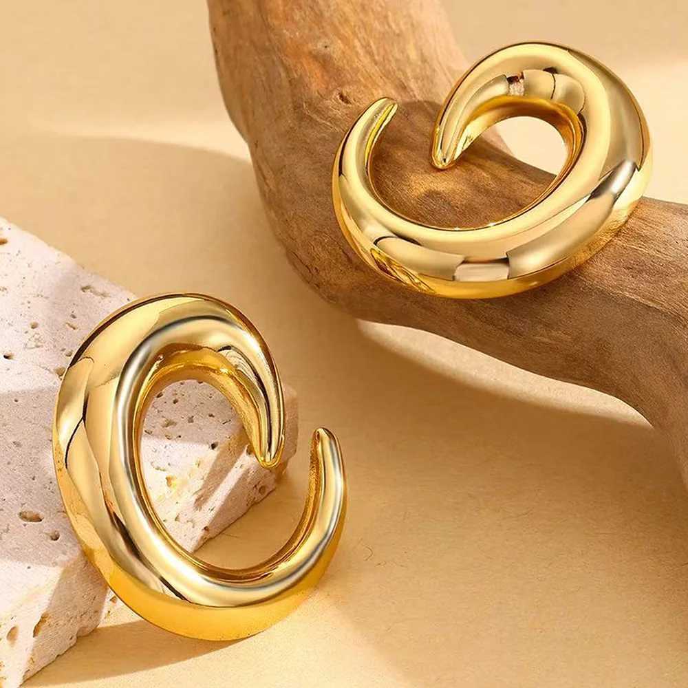 Stainless Steel StripShaped Circular Earrings for Women Punk Geometric Metal Smooth Drop Earrings Statement Waterproof Jewelry Y251018