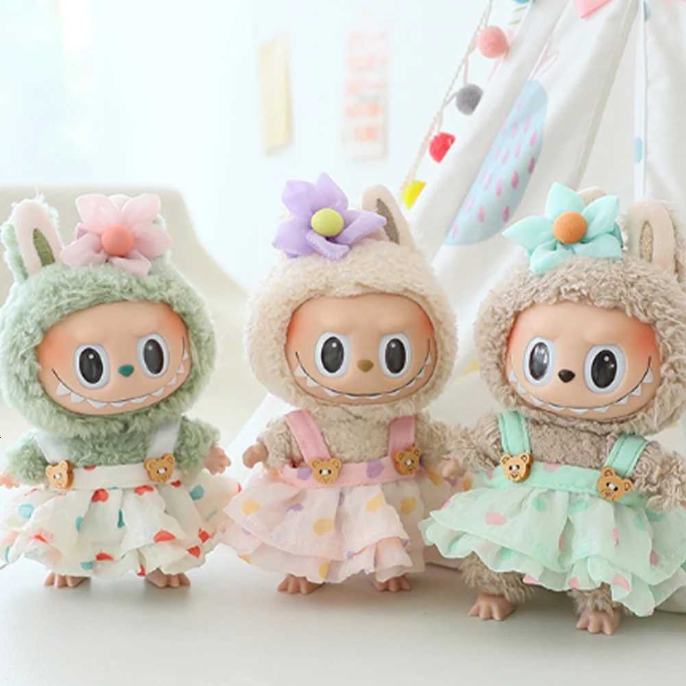 17cm Mini Plush DollS Clothes Outfit Accessories For Labubu v1v2 Doll Soft Knitted Sweater Suit Sitting Party Dress SetT251018