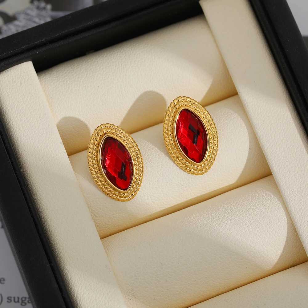 Geometric Crystal Womens Earrings Waterproof Low Allergy 18k Gold Plated Stainless Steel Elegant Geometric Womens Earrin Y251018
