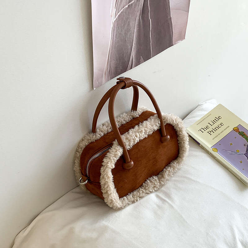 Autumn Winter Super Popular Suede Handbag High-End Niche Plush Patchwork Casual Shoulder Bag For Women B5
