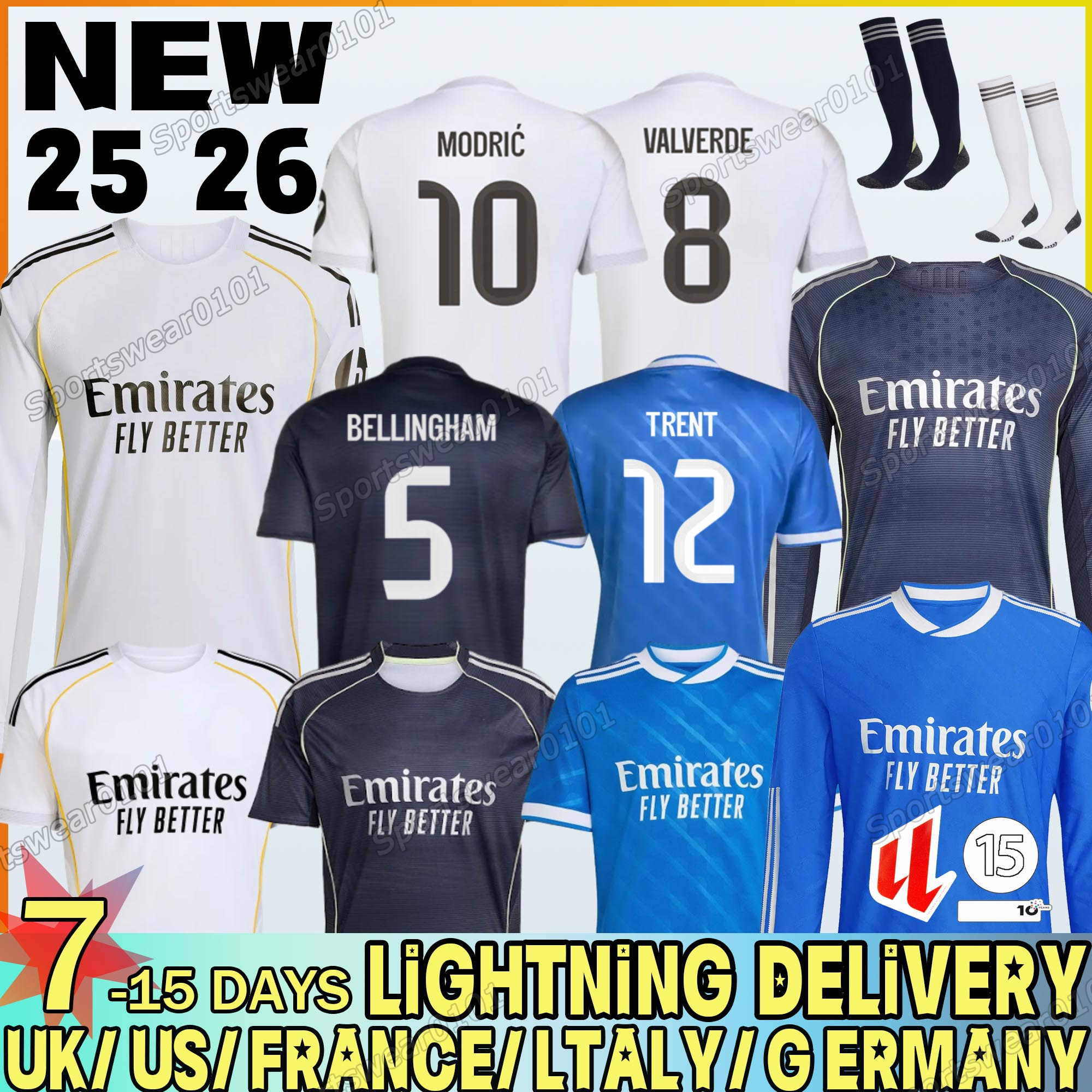 25 26Season Reals Madrid Soccer jersey 9 MBAPPE 5 BELLINGHAM 7 VINI JR kits 2025 football shirt Valverde Endrick RODRYGO MODRIC Arda Guler kits kids adults kits