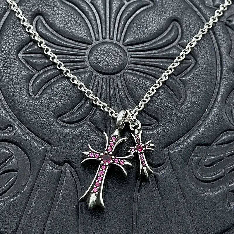 Chrome Necklace Designer Mini Black Cross Pendant Charm Rope Chain Sanskrit Necklace Hip Hop Horseshoe Jewelry Zirconia Daily Chrime Gift cross Jewelry df4